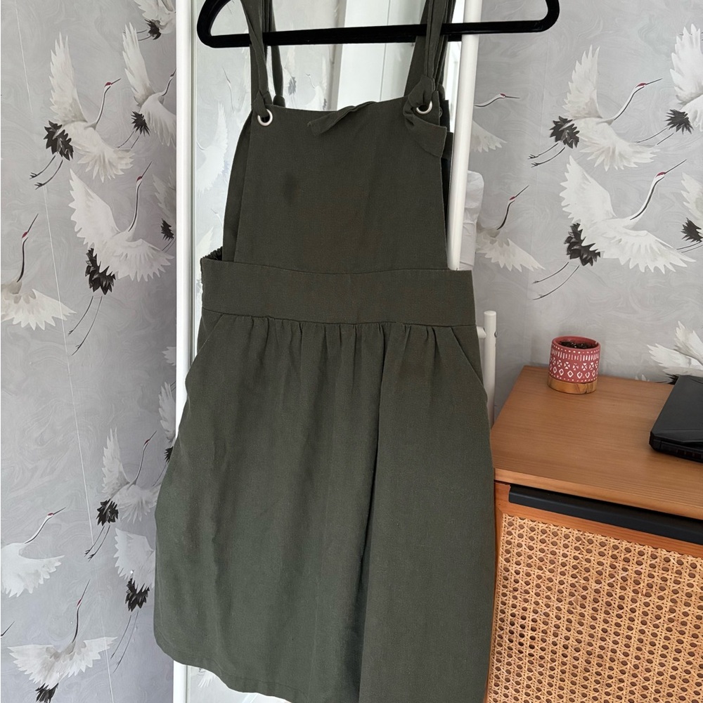 Olive Green Pinafore Dress